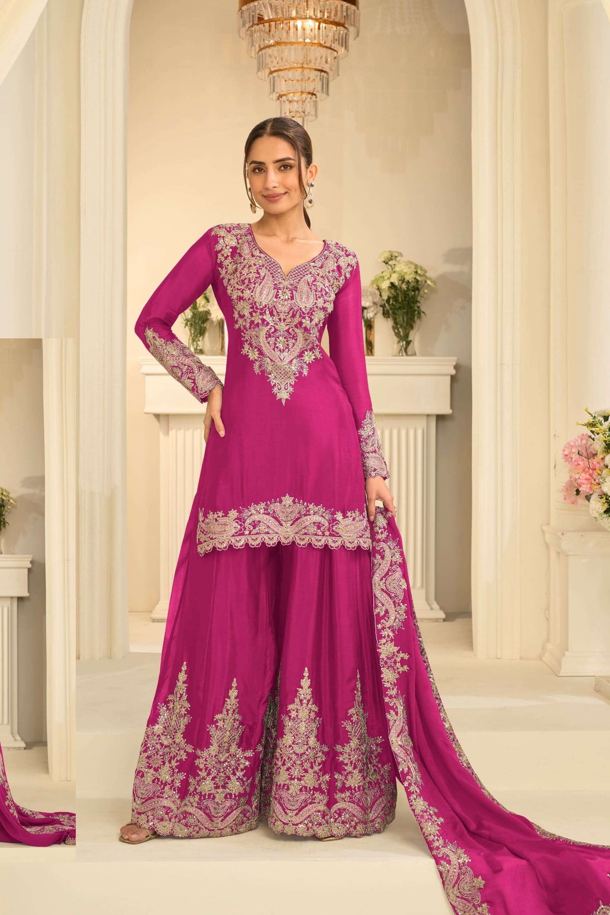 Gulkayra Velvora A To E Series Chinon Embroidery Stitched Sharara Salwar Suit Set