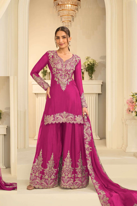 Gulkayra Velvora A To E Series Chinon Embroidery Stitched Sharara Salwar Suit Set