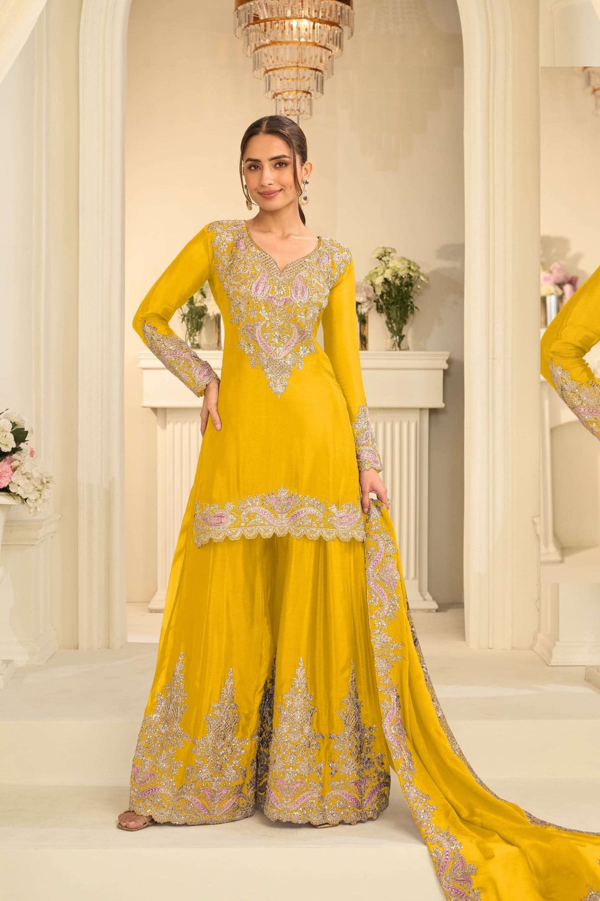 Gulkayra Velvora A To E Series Chinon Embroidery Stitched Sharara Salwar Suit Set
