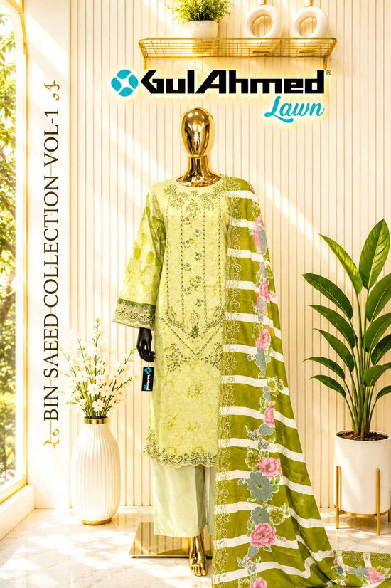 Gull Aahmed Bin Saeed Vol-1 Cambric Lawn Embroidered Pakistani Suit Set