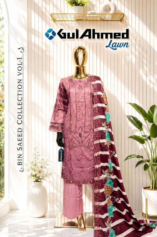 Gull Aahmed Bin Saeed Vol-1 Cambric Lawn Embroidered Pakistani Suit Set