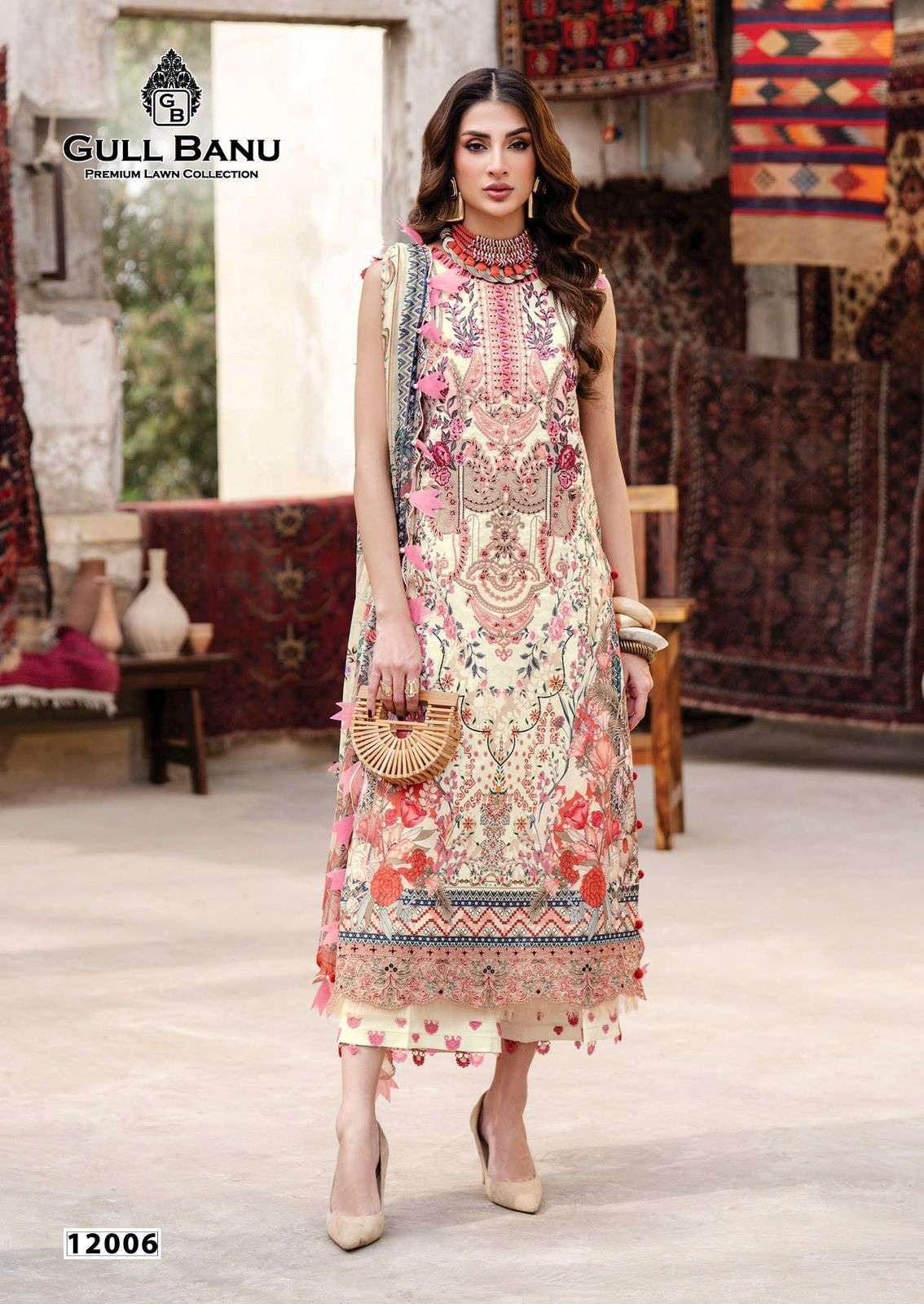 GULL AAHMED GULLBANU VOL - 12 Cambric Pakistani Suit - Amrah Wholesale