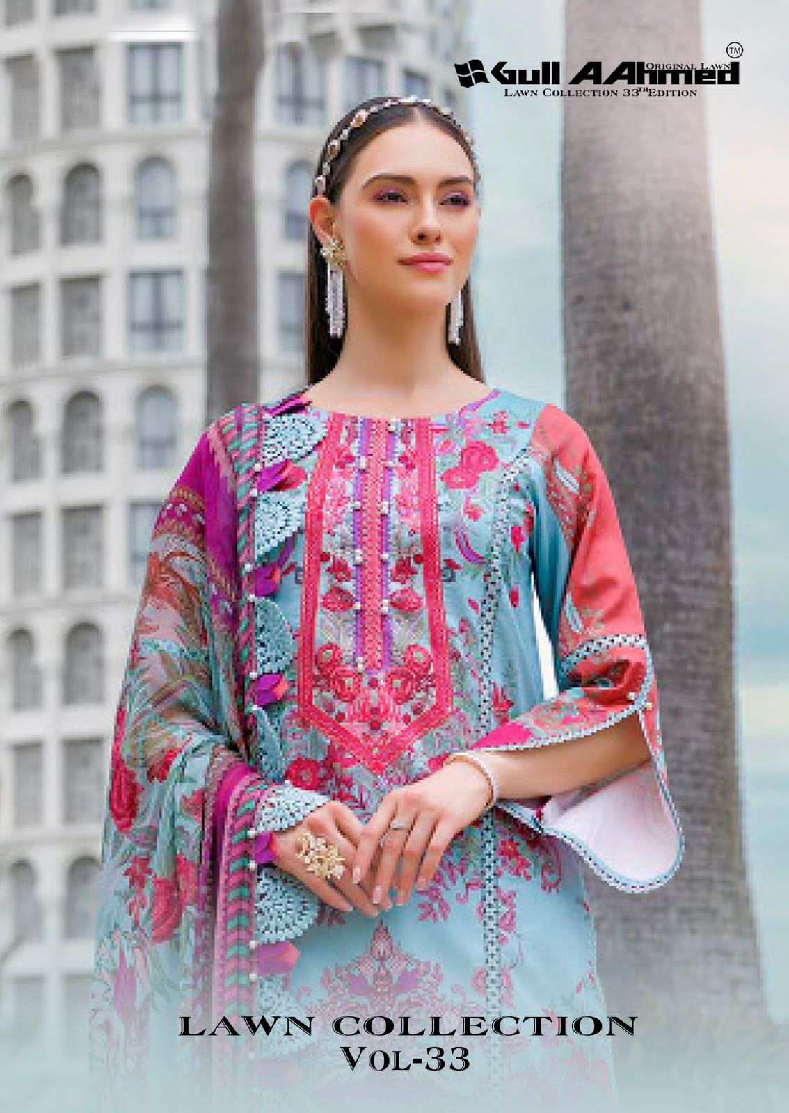 Gull Ahmed Lawn Collection Vol 33 Pure Cotton Pakistani Suit - Amrah Wholesale