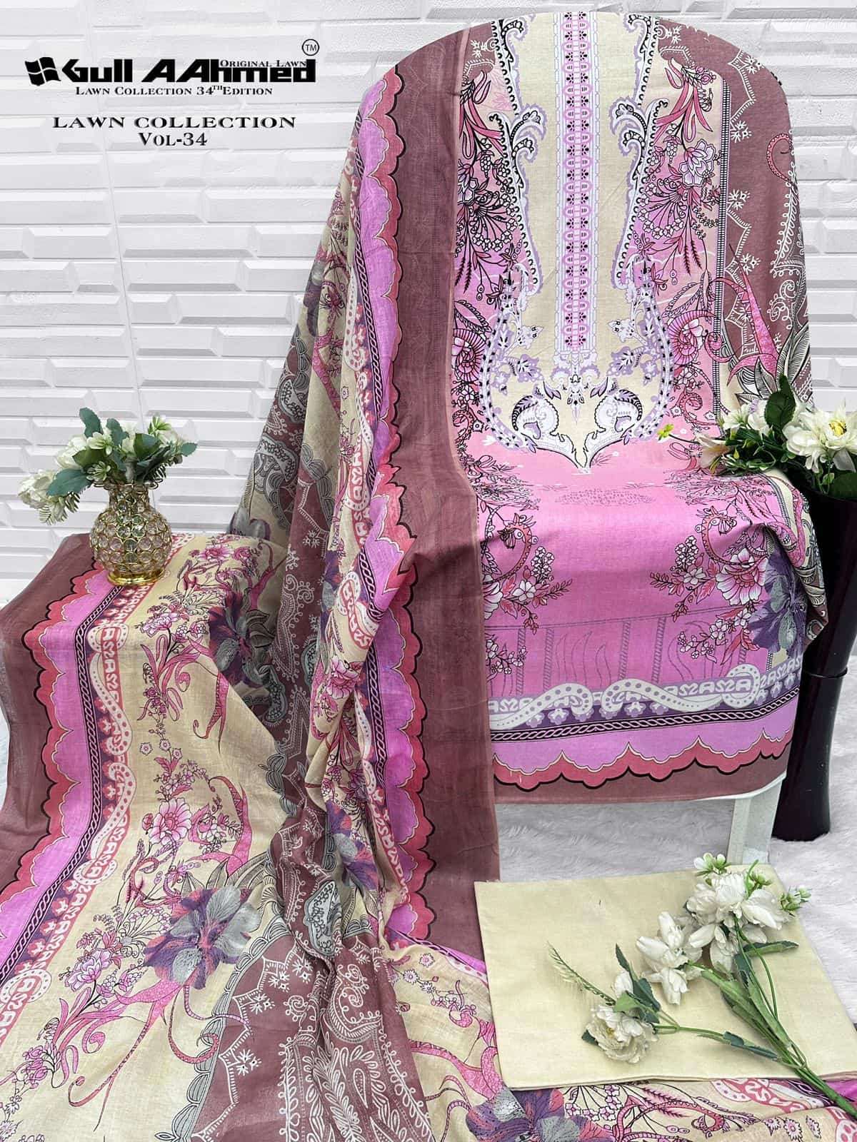 Gull Ahmed Lawn Collection Vol 34 Cambric Cotton Dress Material