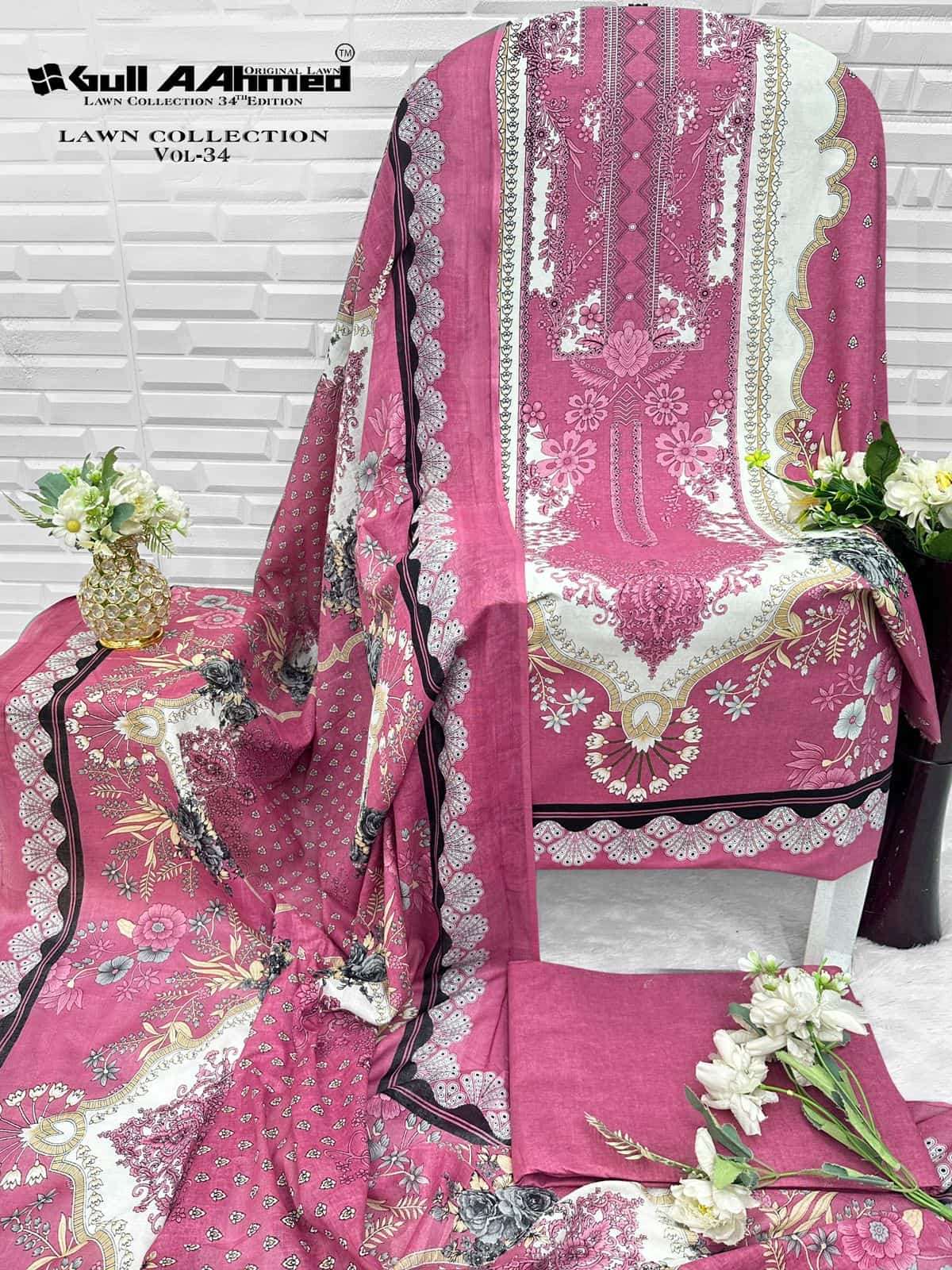 Gull Ahmed Lawn Collection Vol 34 Cambric Cotton Dress Material