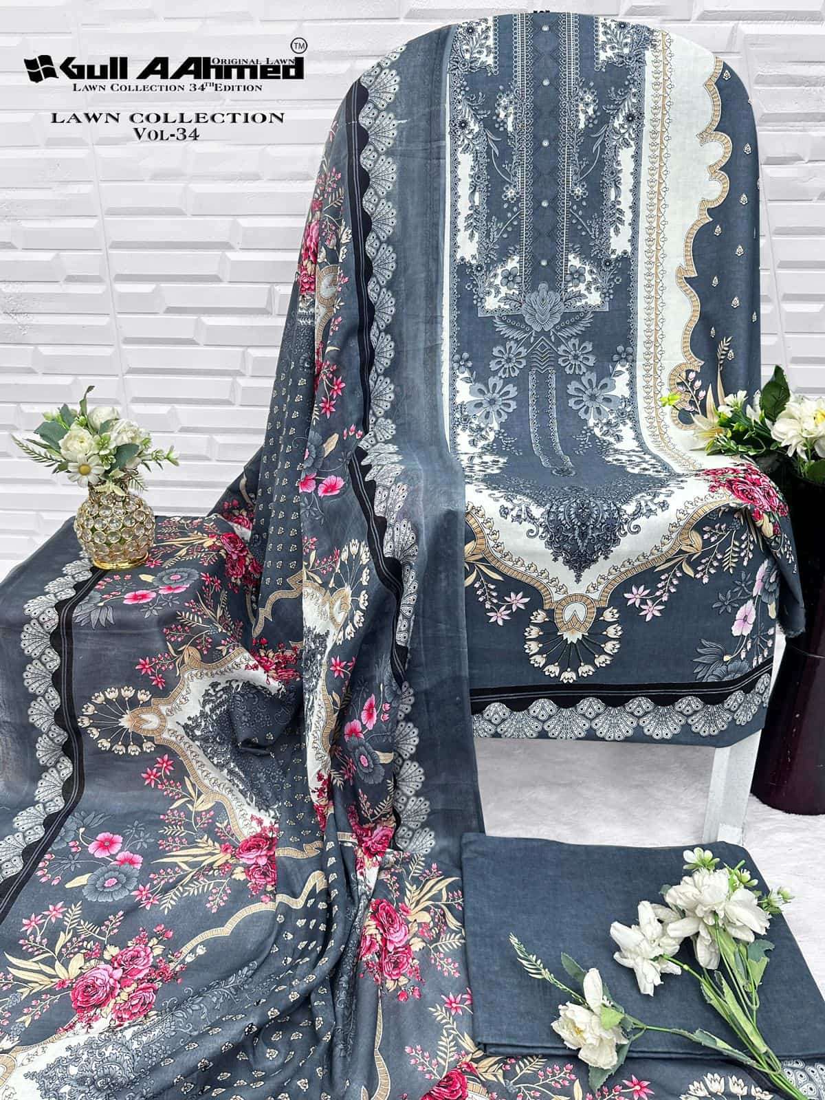 Gull Ahmed Lawn Collection Vol 34 Cambric Cotton Dress Material