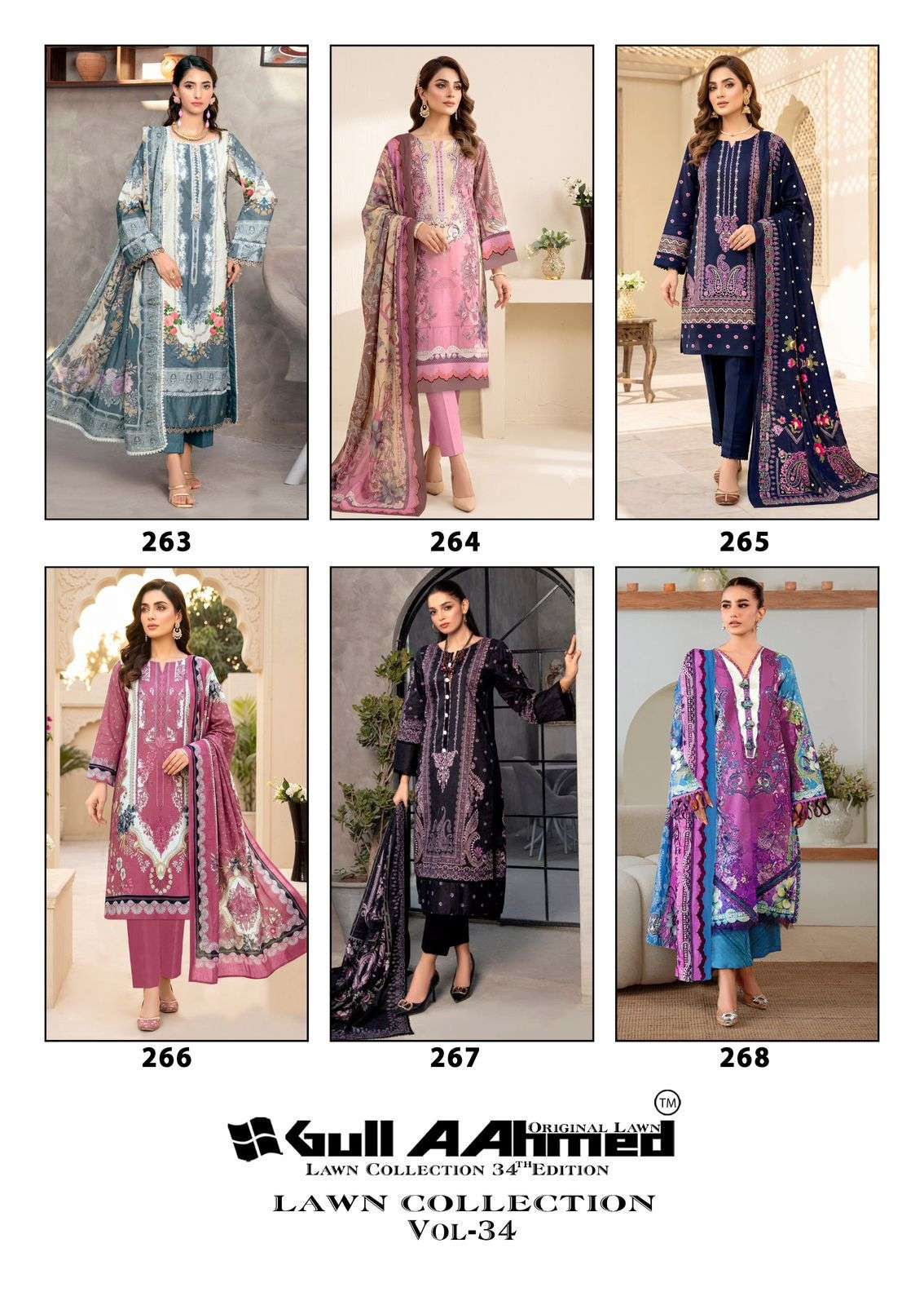 Gull Ahmed Lawn Collection Vol 34 Cambric Cotton Dress Material