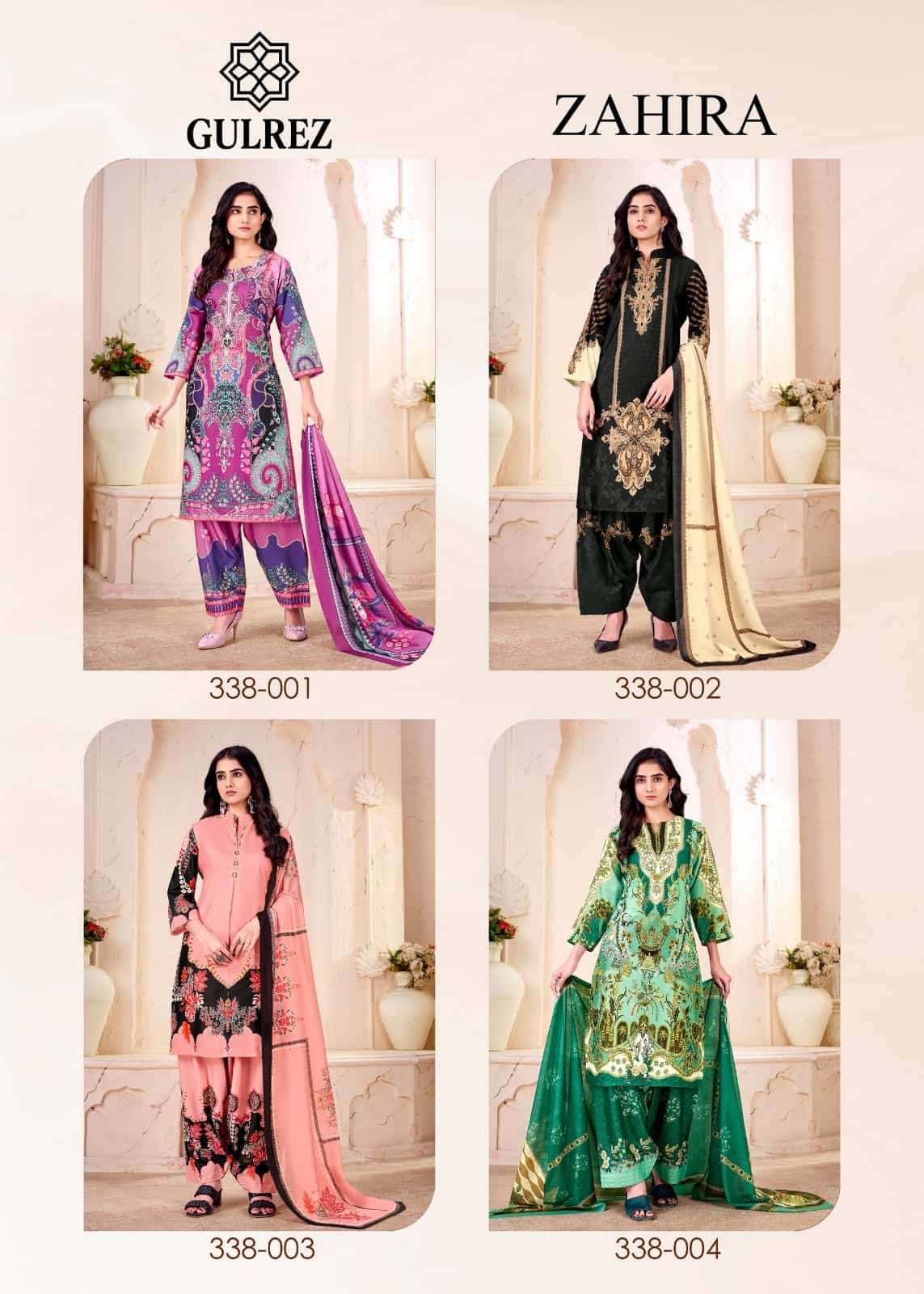 Gulrez Zahira Premium Crape Kurti Pant Dupatta Set - Amrah Wholesale