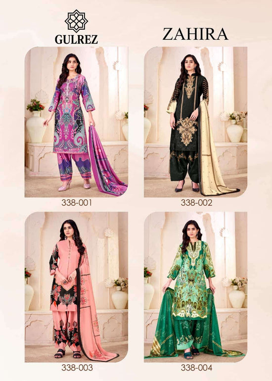 Gulrez Zahira Premium Crape Kurti Pant Dupatta Set - Amrah Wholesale