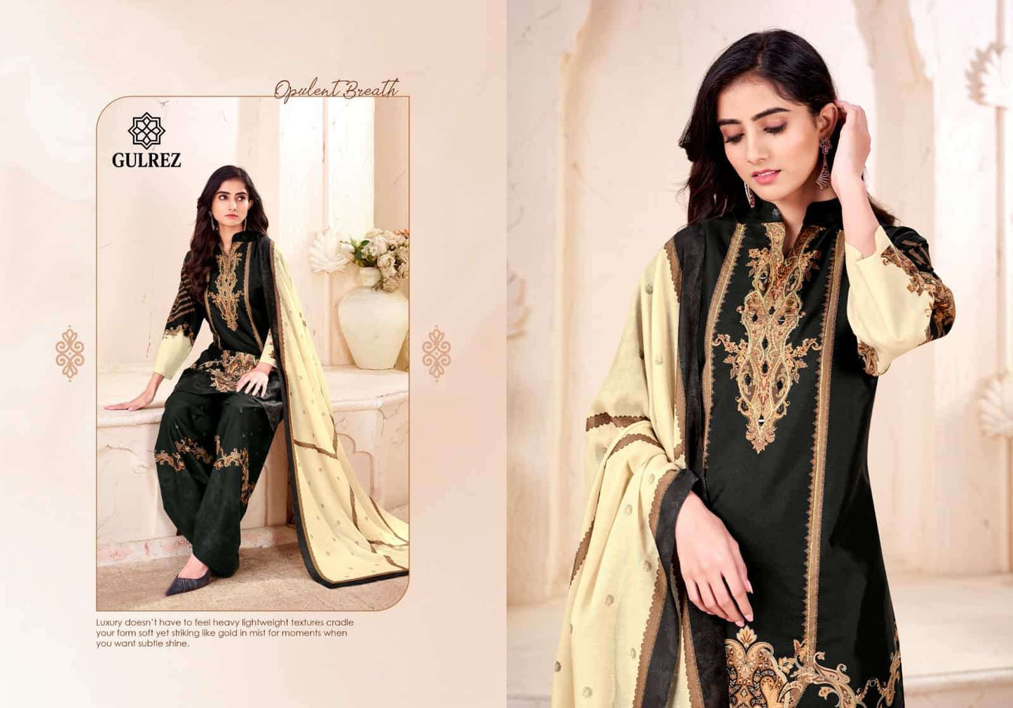 Gulrez Zahira Premium Crape Kurti Pant Dupatta Set - Amrah Wholesale