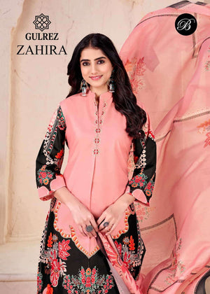 Gulrez Zahira Premium Crape Kurti Pant Dupatta Set - Amrah Wholesale