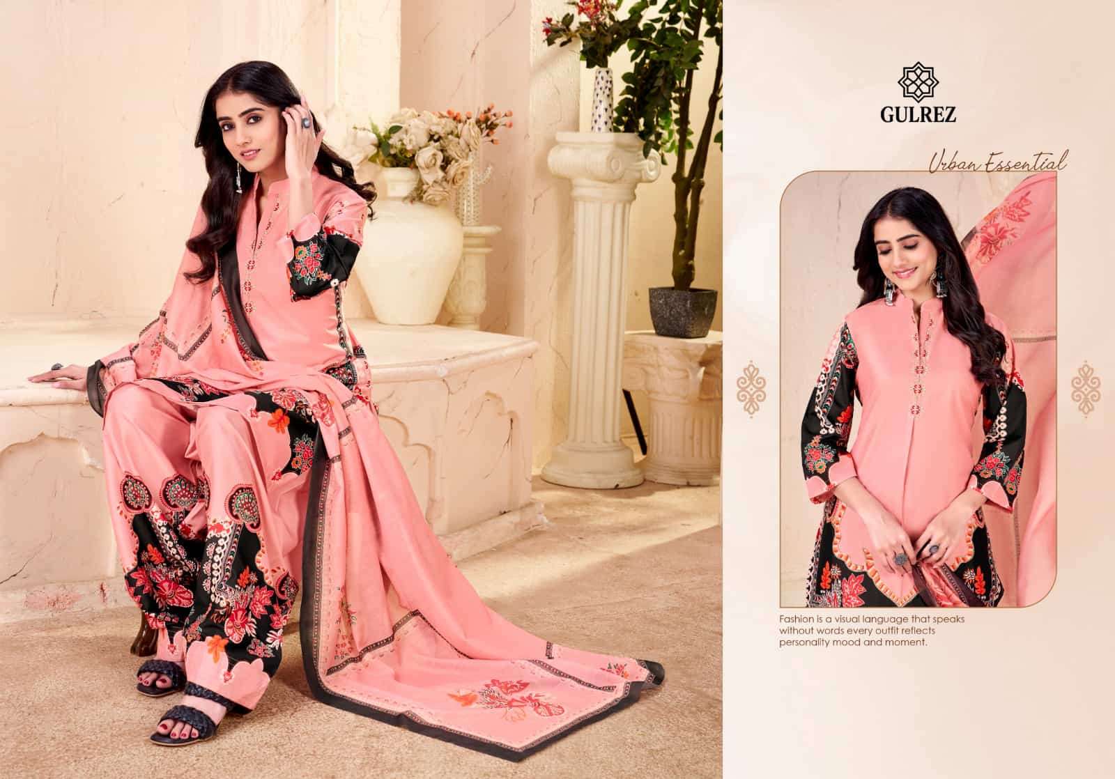 Gulrez Zahira Premium Crape Kurti Pant Dupatta Set - Amrah Wholesale