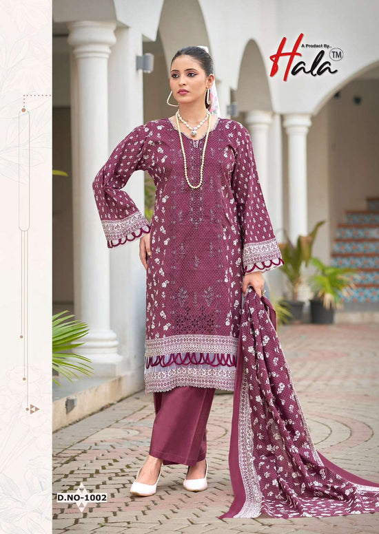 Hala Embroidered Lawn Unstitched Pakistani Suit