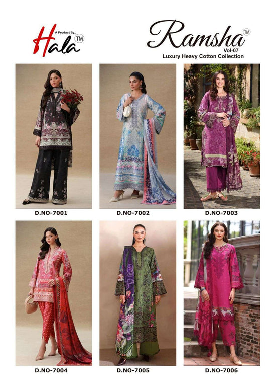 Hala Ramsha Vol-07 Cotton Printed Dress Material - Amrah Wholesale