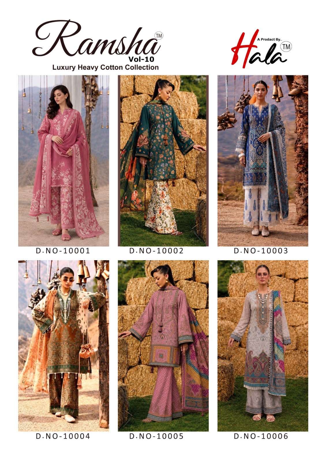 Hala Ramsha Vol-10 Cotton Printed Unstitched Salwar Suit