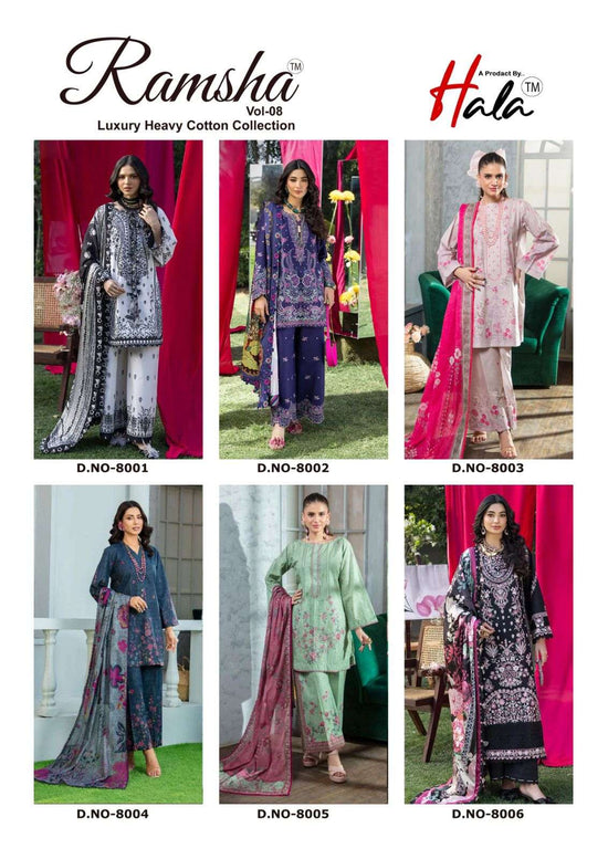 HALA RAMSHA Vol-8 Cotton Pakistani Suit - Amrah Wholesale