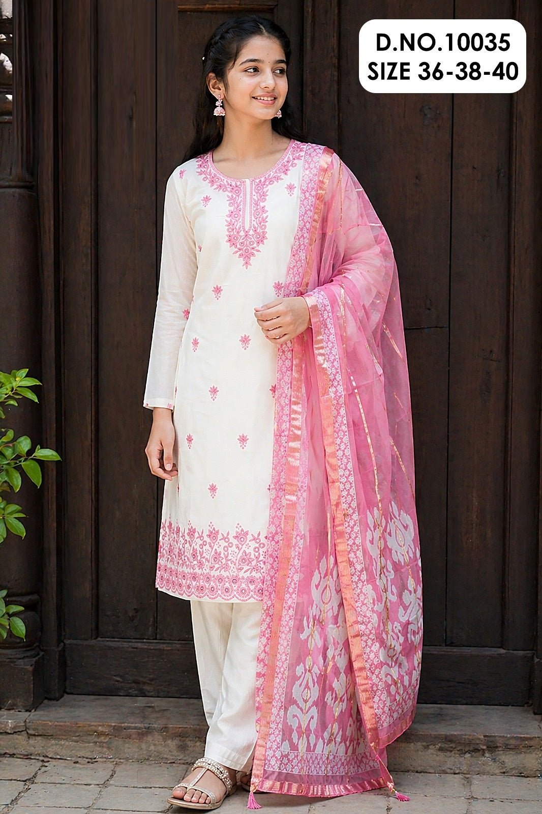 Hanisha 10035 Roman Silk Embroidery Kurti Pant Dupatta Set - Amrah Wholesale