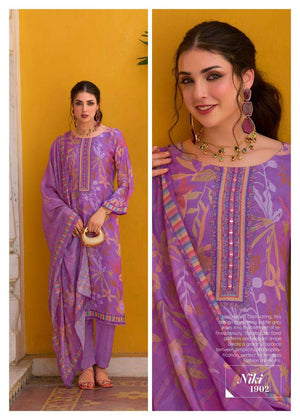 HANSA PRINT NIKI Muslin Digital Printed Embroidered Dress Material