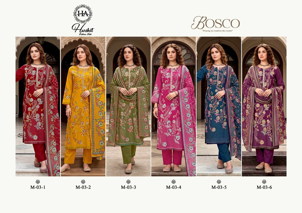 Harshit Bosco Pure Jam Printed Dress Material - Amrah Wholesale