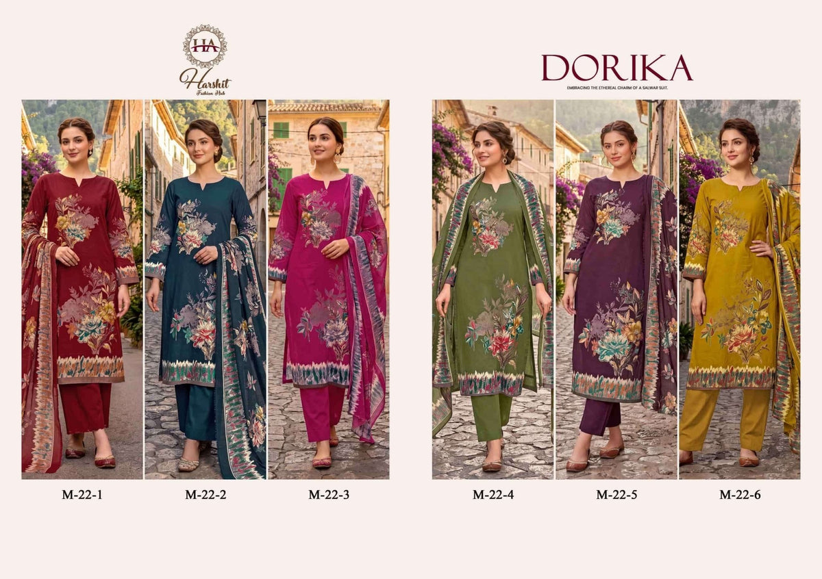 Harshit Fashion Hub Dorika Pure Modal Printed Dress Material - Amrah Wholesale