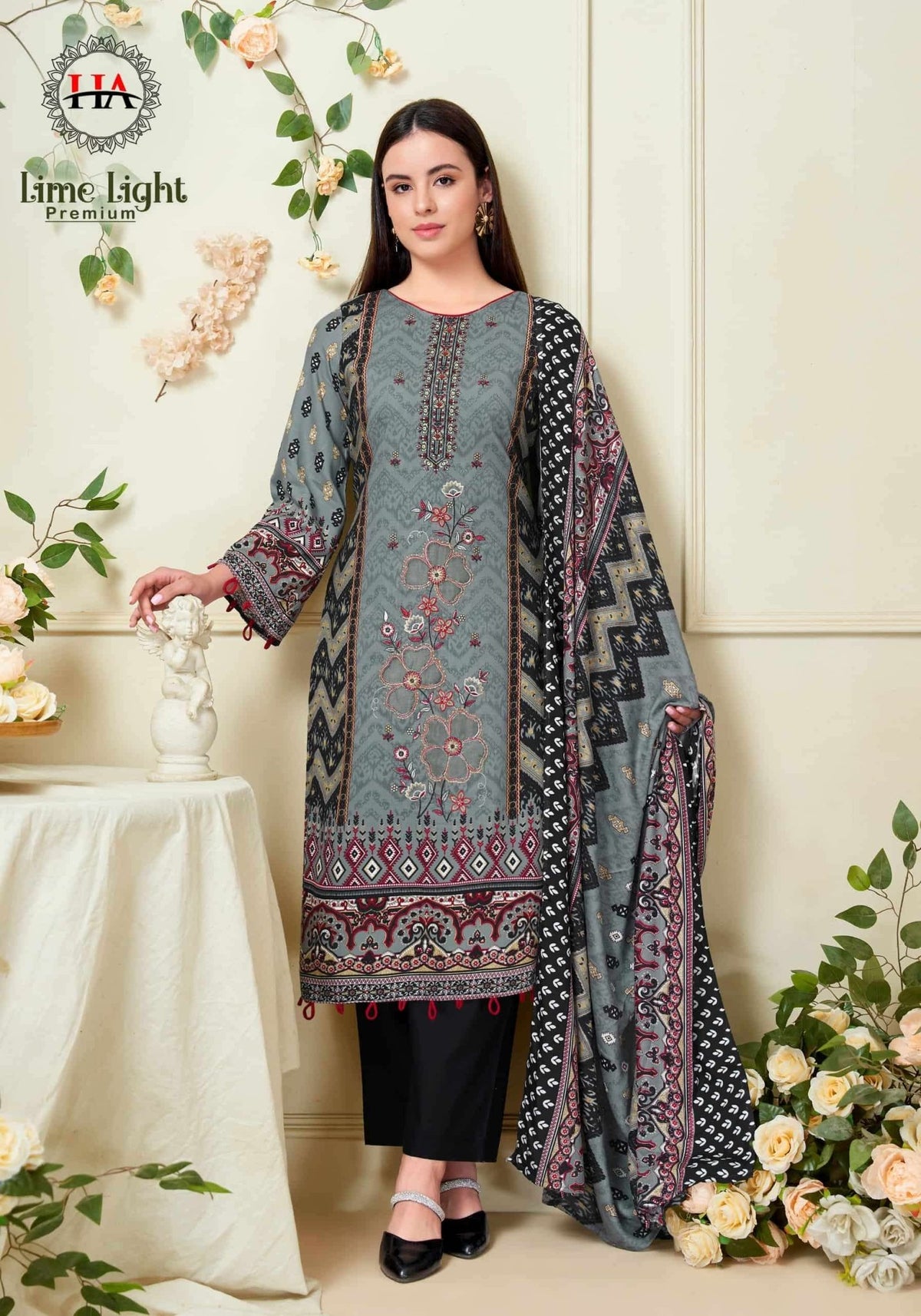 Harshit Fashion Hub Lime Light Premium Rayon Dress Material - Amrah Wholesale