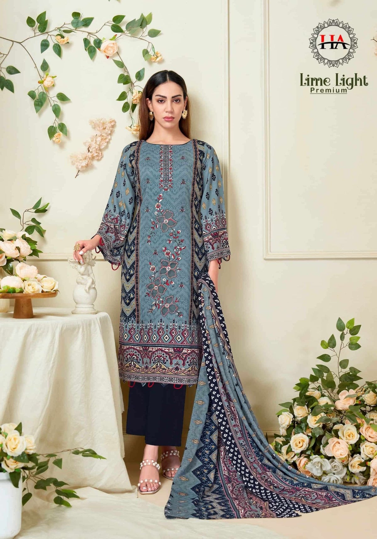 Harshit Fashion Hub Lime Light Premium Rayon Dress Material - Amrah Wholesale