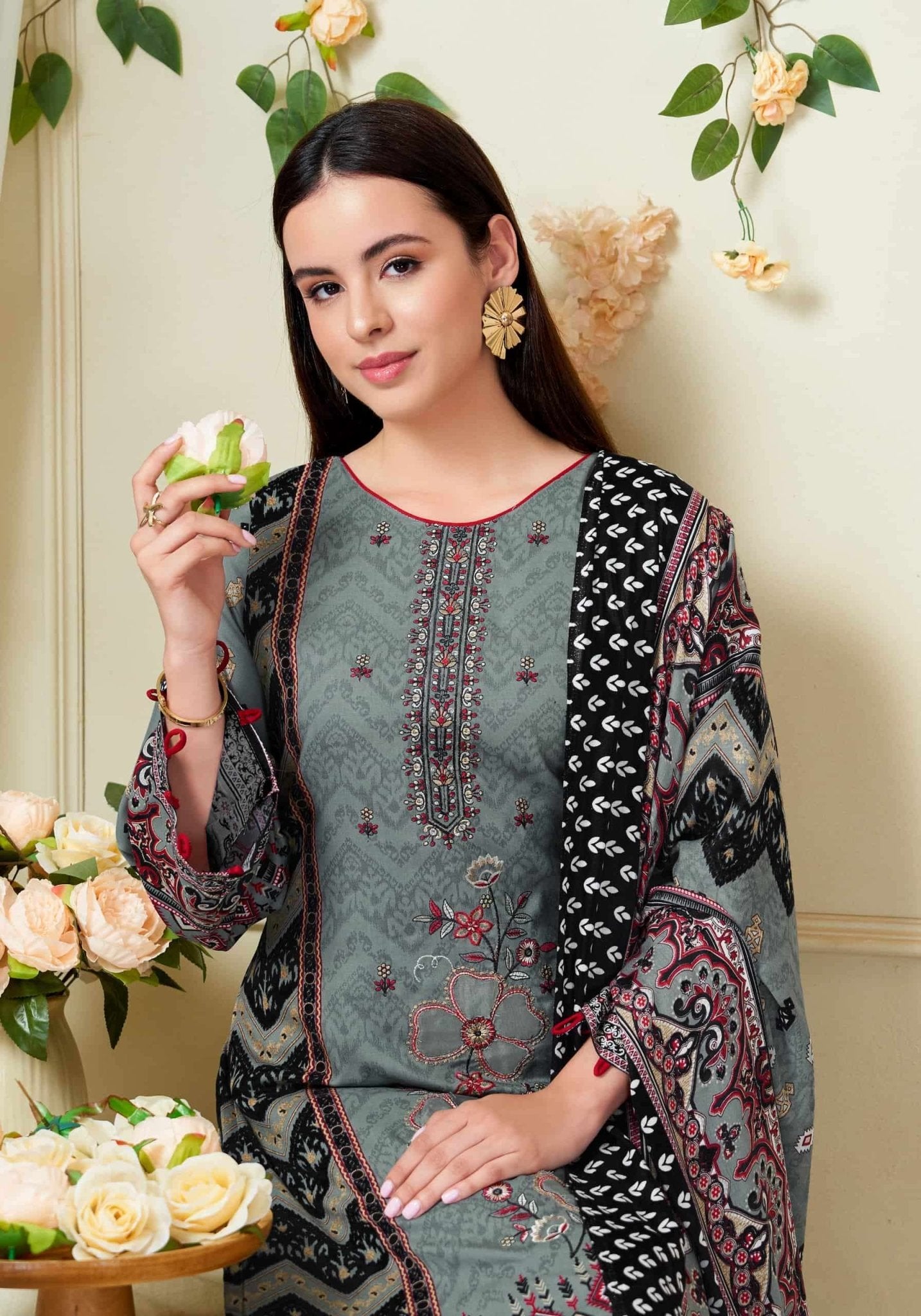 Harshit Fashion Hub Lime Light Premium Rayon Dress Material - Amrah Wholesale