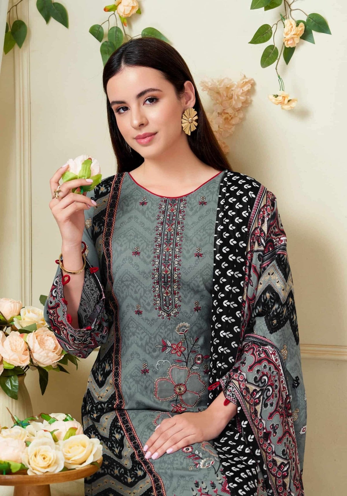Harshit Fashion Hub Lime Light Premium Rayon Dress Material - Amrah Wholesale
