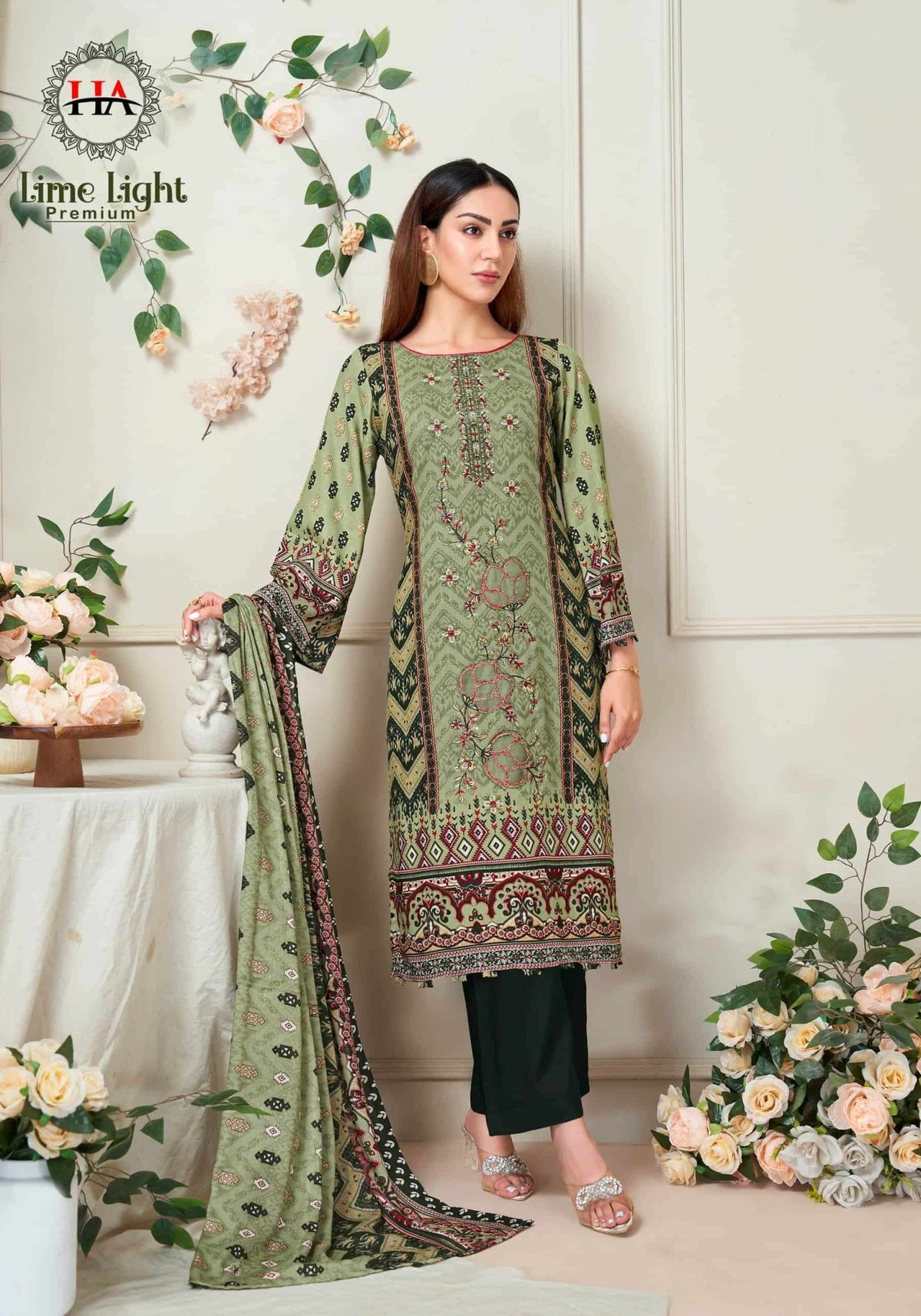 Harshit Fashion Hub Lime Light Premium Rayon Dress Material - Amrah Wholesale
