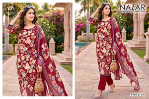 Harshit Fashion Hub Nazar Pure Discharge Zam Designer Print Dress Material - Amrah Wholesale