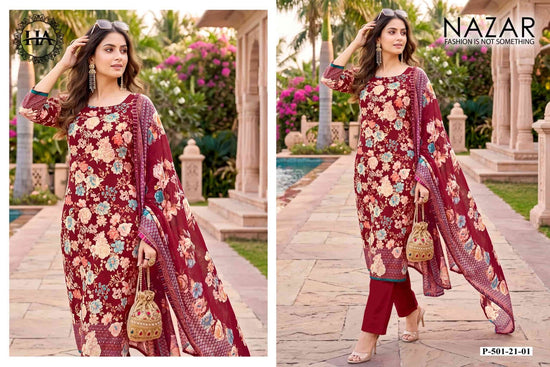 Harshit Fashion Hub Nazar Pure Discharge Zam Designer Print Dress Material - Amrah Wholesale