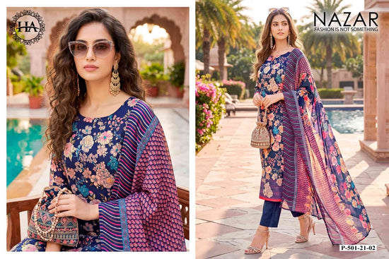 Harshit Fashion Hub Nazar Pure Discharge Zam Designer Print Dress Material - Amrah Wholesale