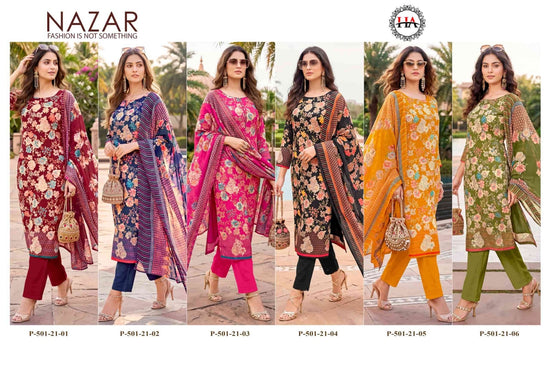 Harshit Fashion Hub Nazar Pure Discharge Zam Designer Print Dress Material - Amrah Wholesale