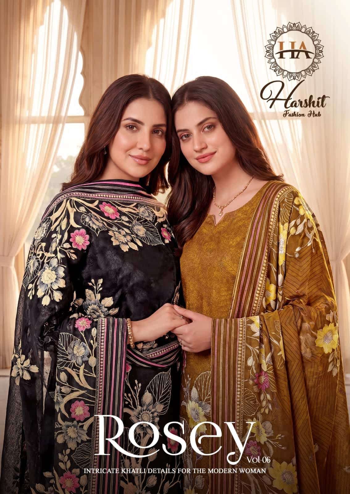 Harshit Fashion Hub Rosey Vol 6 Zam Cotton Khatli Work Dress Material - Amrah Wholesale