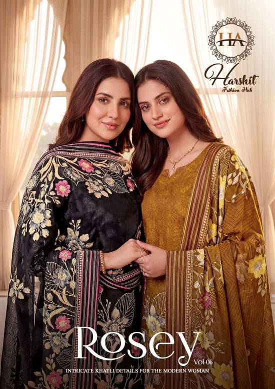 Harshit Fashion Hub Rosey Vol 6 Zam Cotton Khatli Work Dress Material - Amrah Wholesale