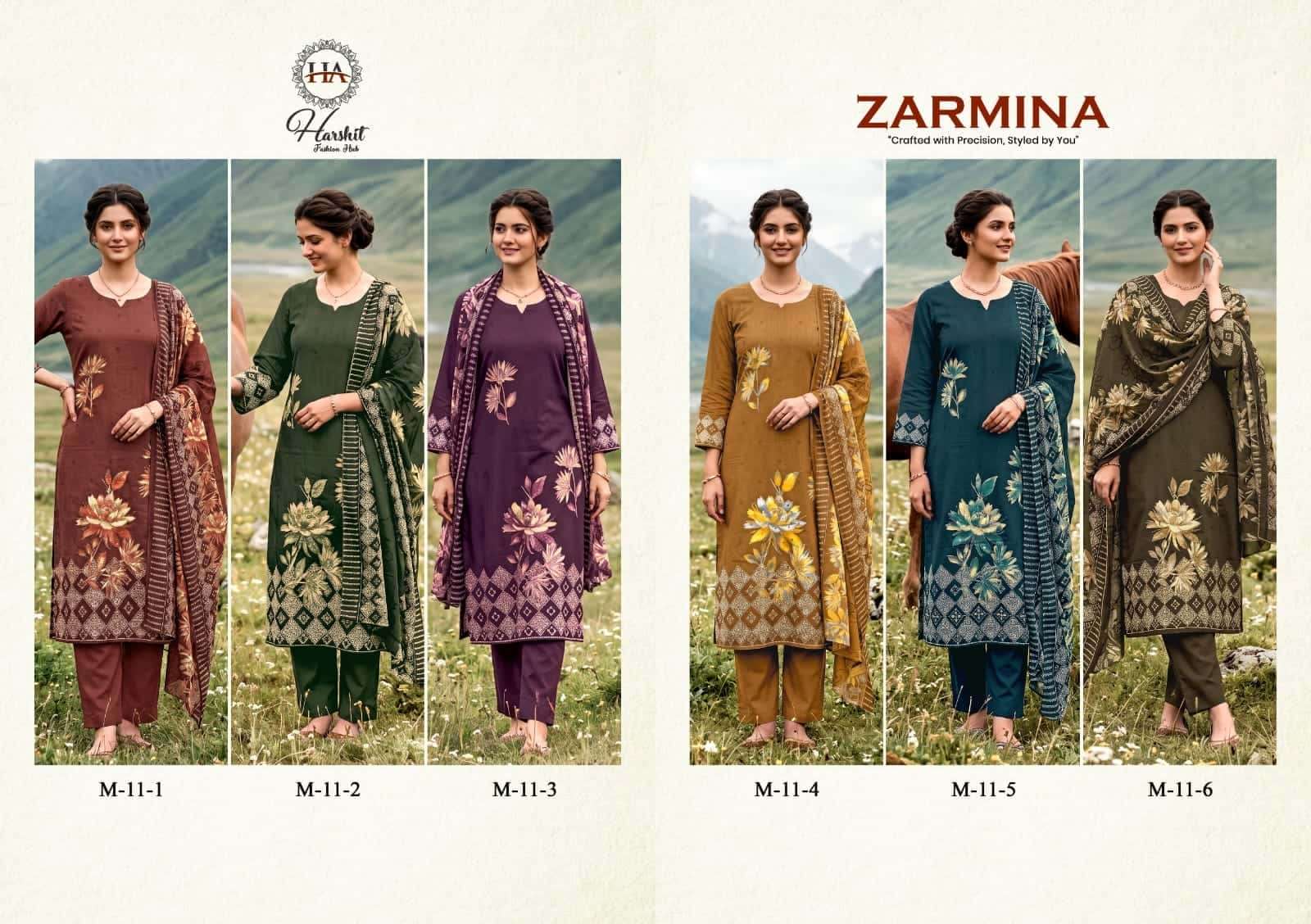 Harshit Fashion Hub Zarmina Pure Zam Designer Dress Material