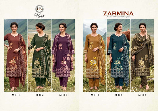 Harshit Fashion Hub Zarmina Pure Zam Designer Dress Material