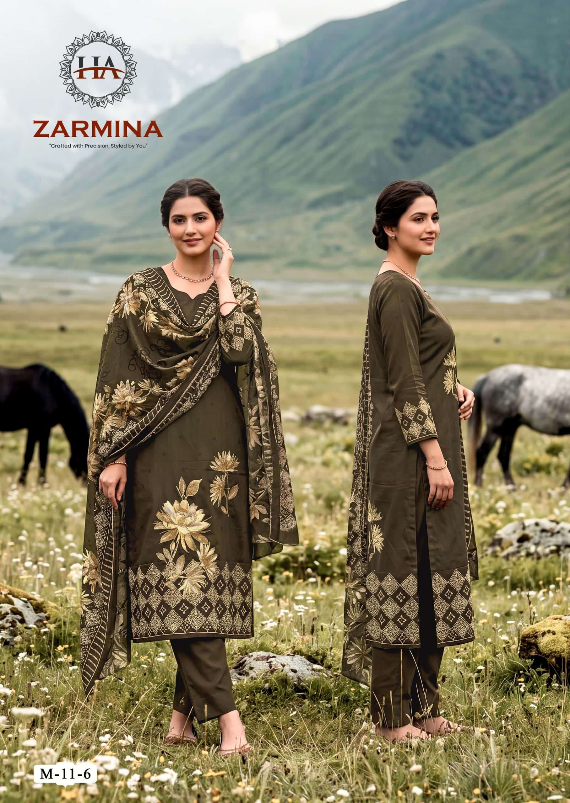 Harshit Fashion Hub Zarmina Pure Zam Designer Dress Material