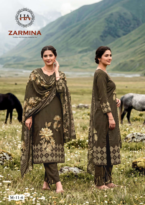 Harshit Fashion Hub Zarmina Pure Zam Designer Dress Material