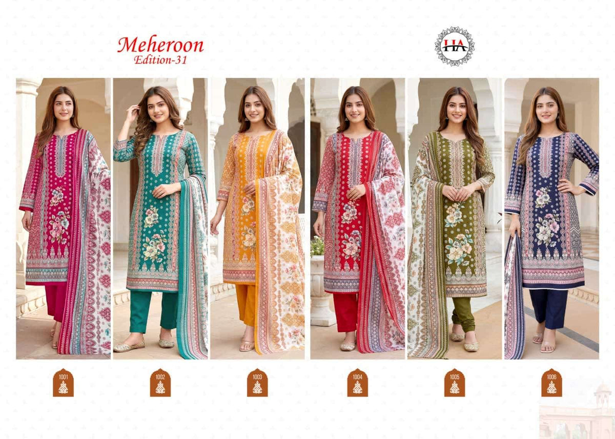 Harshit Fashion Hub Meheroon Edition 31 Designer Rayon Dress Material