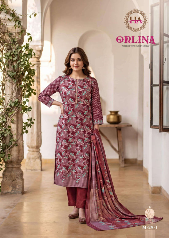 Harshit Orlina Zam Discharge Designer Print Dress Material - Amrah Wholesale