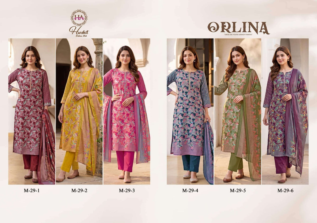 Harshit Orlina Zam Discharge Designer Print Dress Material - Amrah Wholesale