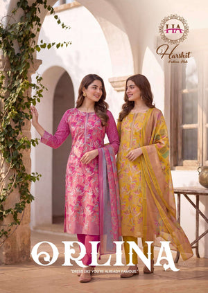 Harshit Orlina Zam Discharge Designer Print Dress Material - Amrah Wholesale