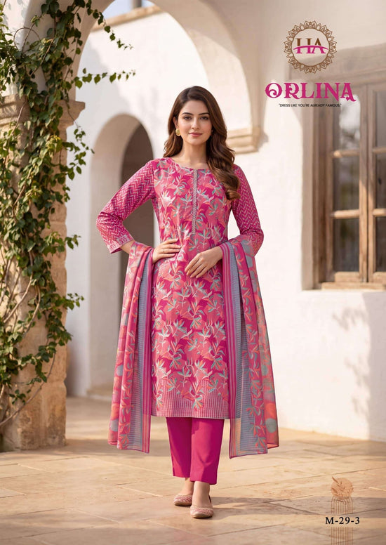 Harshit Orlina Zam Discharge Designer Print Dress Material - Amrah Wholesale