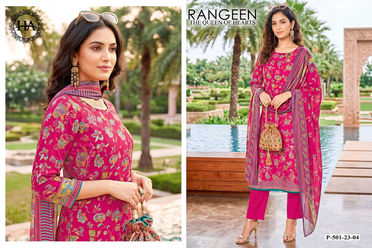 Harshit Fashion Hub Rangeen Designer Printed Dress Material