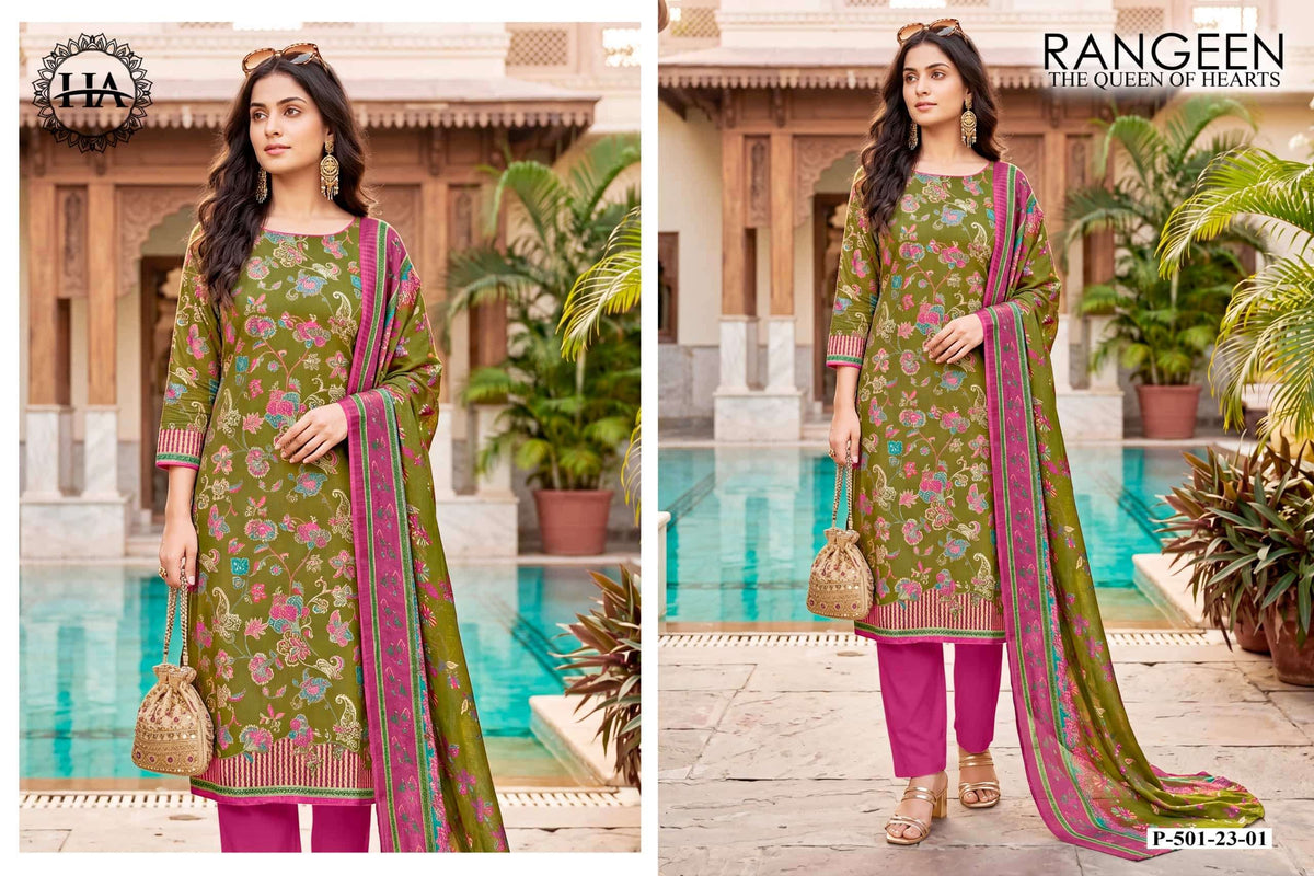 Harshit Fashion Hub Rangeen Designer Printed Dress Material