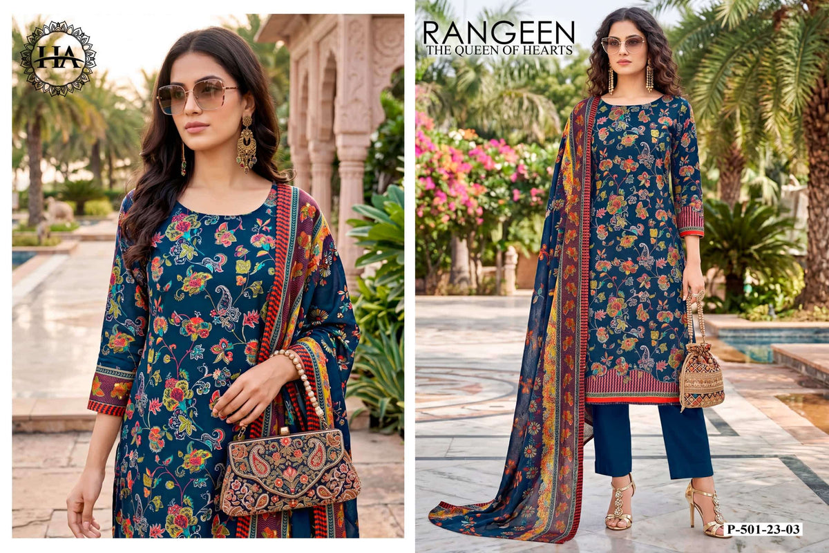 Harshit Fashion Hub Rangeen Designer Printed Dress Material