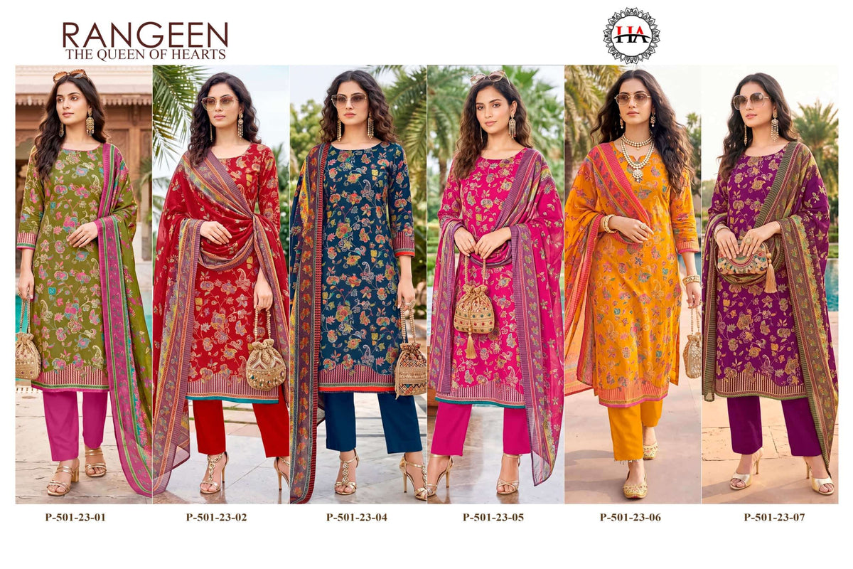 Harshit Fashion Hub Rangeen Designer Printed Dress Material