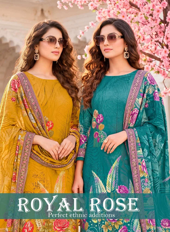 Harshit Royal Rose Pure Jam Designer Printed Dress Material - Amrah Wholesale