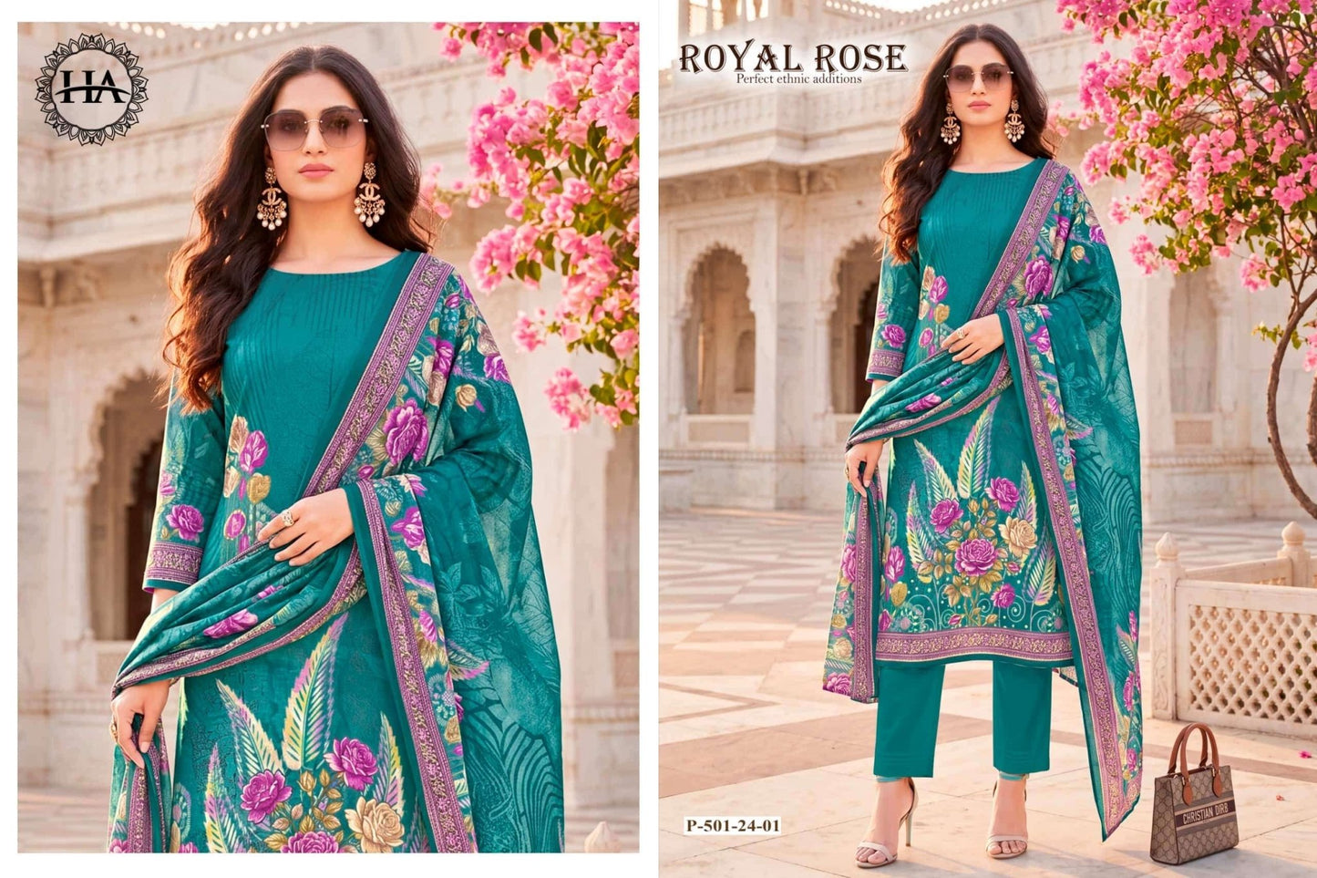 Harshit Royal Rose Pure Jam Designer Printed Dress Material - Amrah Wholesale